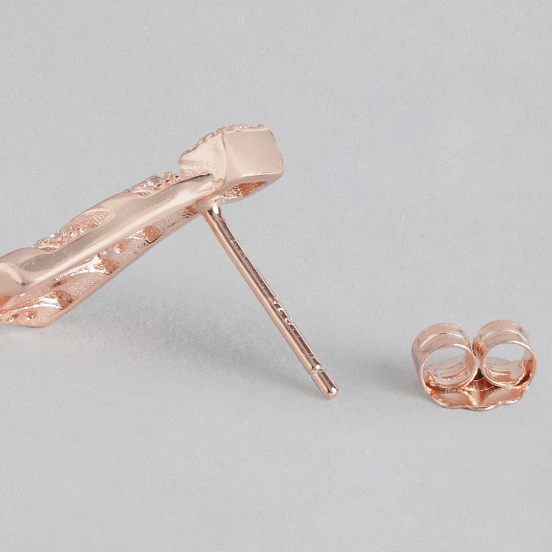 Radiant Rose Gold Allure Cubic Zirconia 925 Sterling Silver Earrings - Image 6
