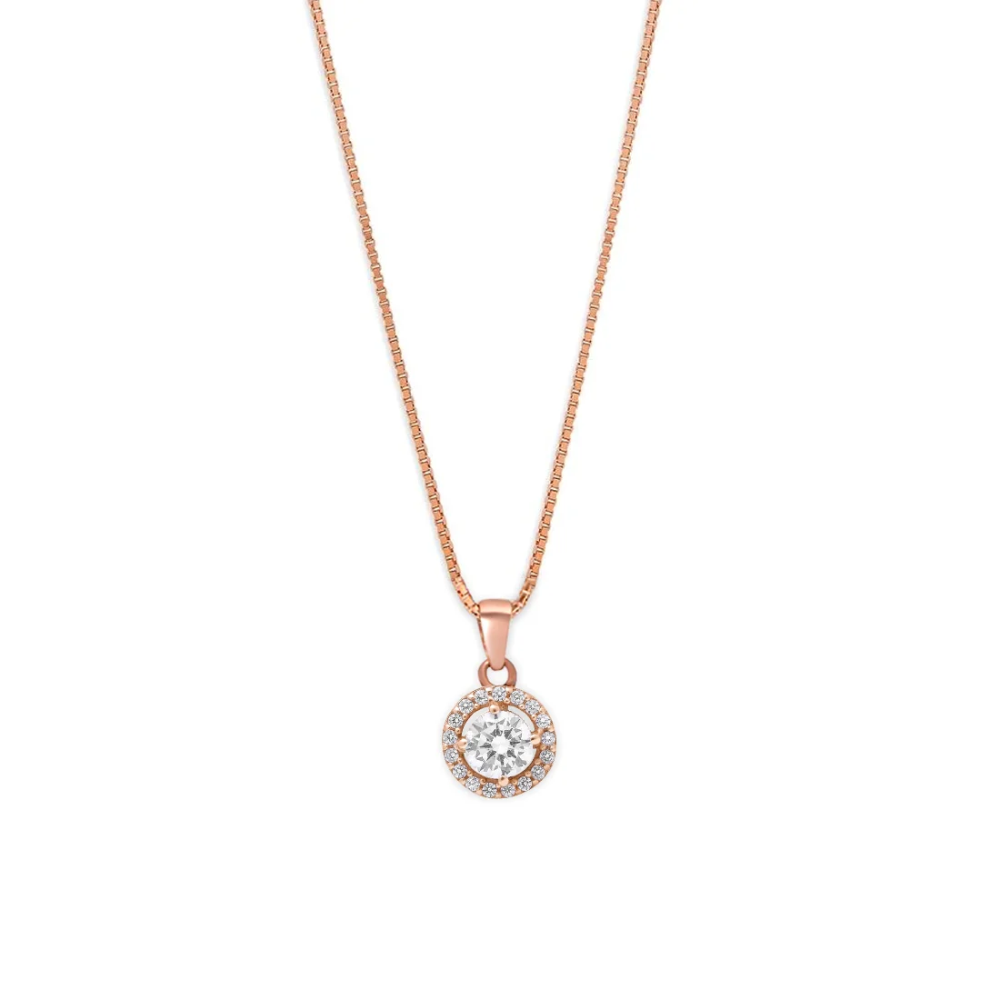 Radiant Rose Gold Circle of Elegance CZ 925 Sterling Silver Pendant with Chain - Image 4