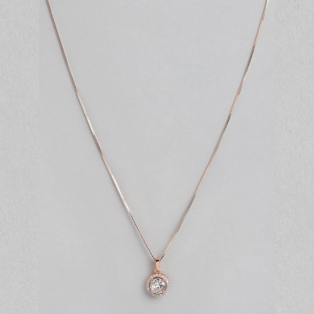 Radiant Rose Gold Circle of Elegance CZ 925 Sterling Silver Pendant with Chain - Image 5