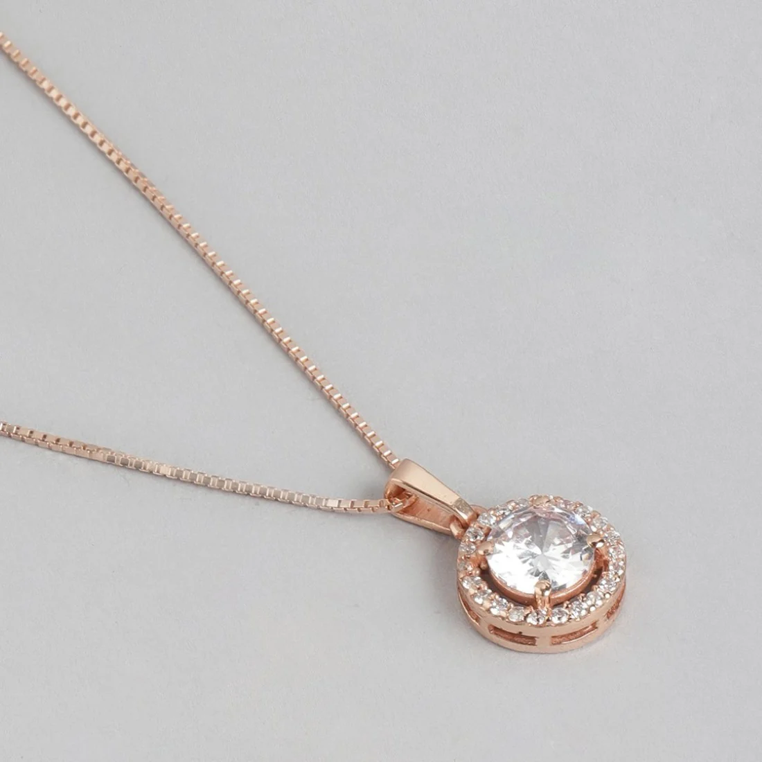 Radiant Rose Gold Circle of Elegance CZ 925 Sterling Silver Pendant with Chain - Image 6
