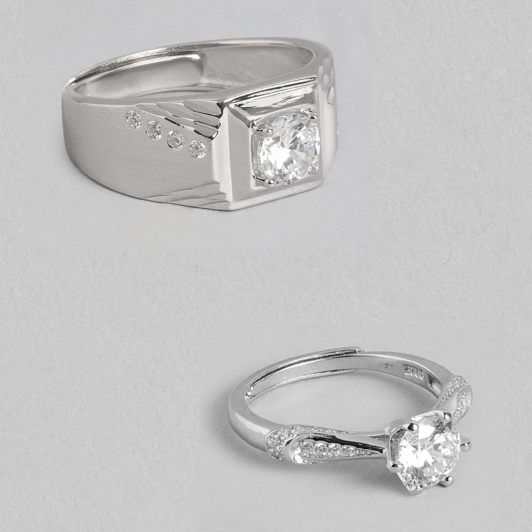Radiant Rhodium Delight Solitaire-Adorned 925 Sterling Silver Ring (Adjustable) - Image 7