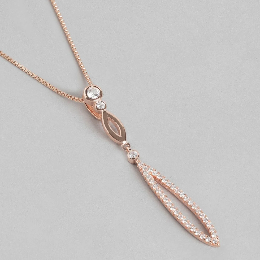 Radiant Rose Gold Drop Pendant with Chain Elegance in Sterling Silver - Image 5