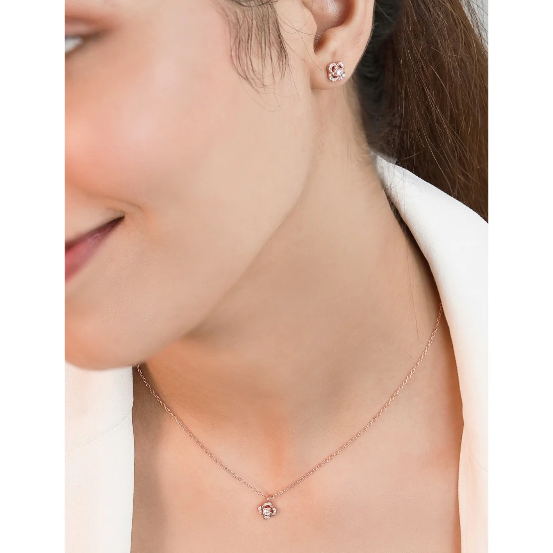 Radiant Floral Rose Gold Elegance 925 Sterling Silver Jewelry Set - Image 2