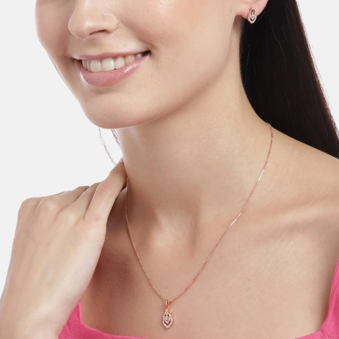 Radiant Rose Gold Elegance 925 Sterling Silver Jewelry Set - Image 2