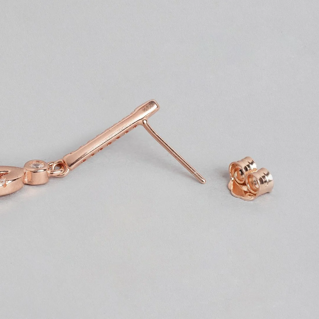Radiant Rose Gold Glamour Cubic Zirconia 925 Sterling Silver Earrings - Image 6