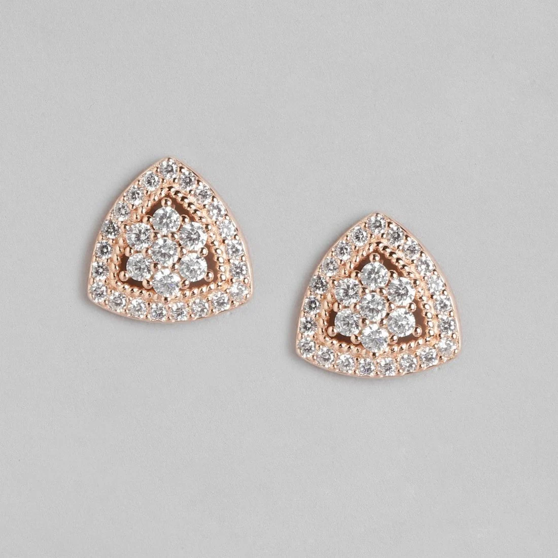 Radiant Triangle Rose-Gold Plated CZ 925 Sterling Silver Jewelry Set - Image 4