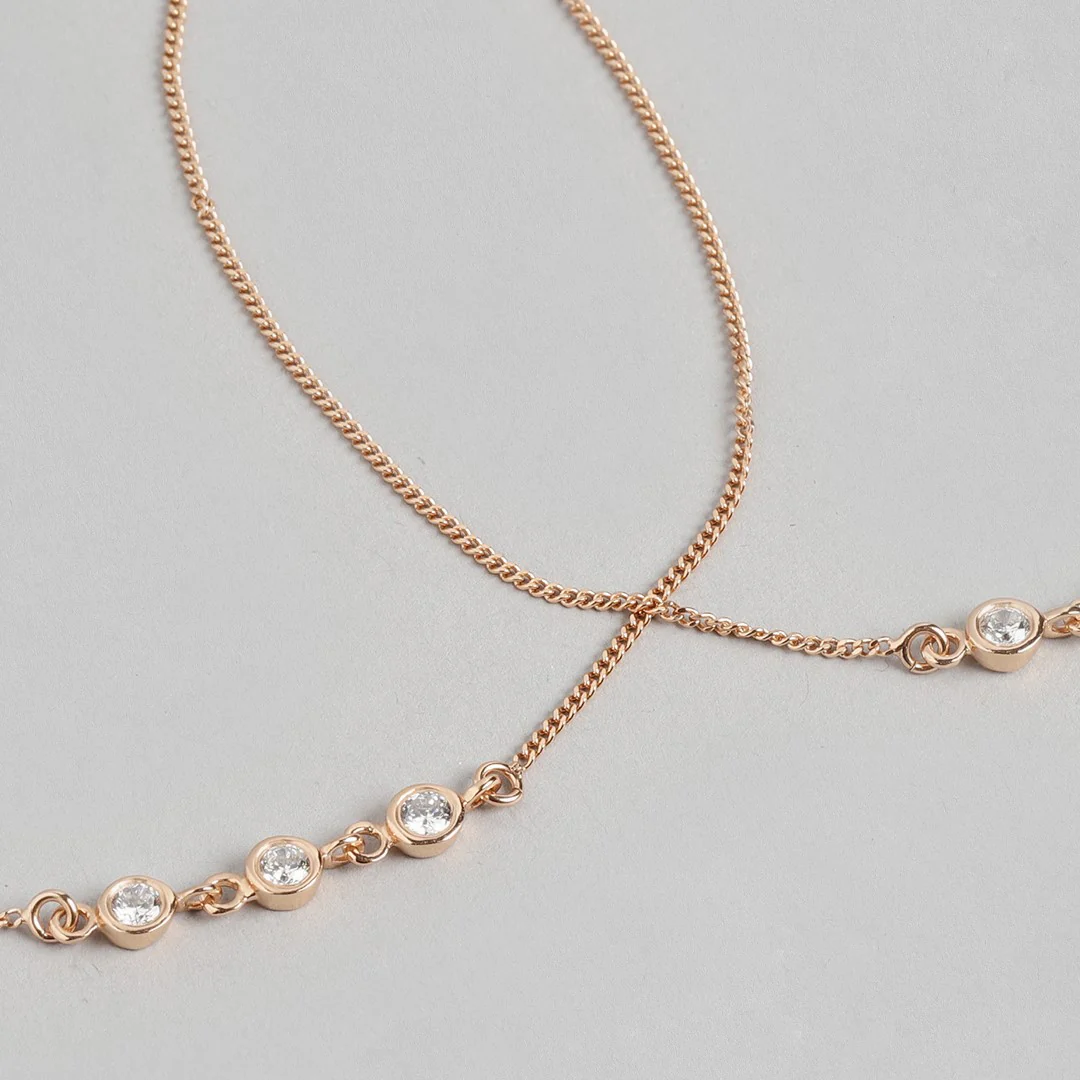 Radiant CZ Rose Gold Whispers 925 Sterling Silver Chain Anklet - Image 5