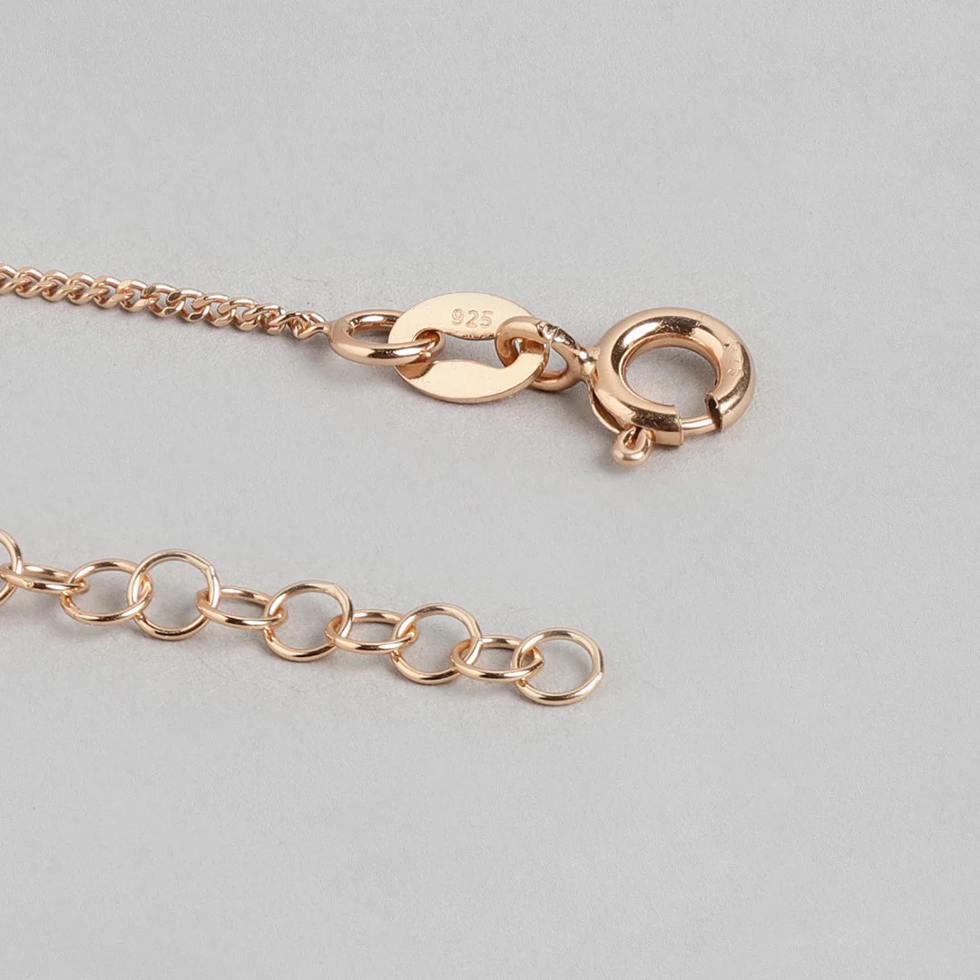 Radiant CZ Rose Gold Whispers 925 Sterling Silver Chain Anklet - Image 6