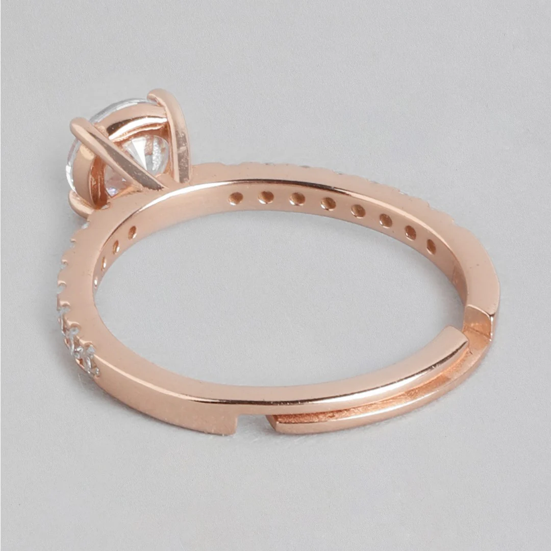 Radiant Rose-gold Gleam 925 Sterling Silver CZ Ring (Adjustable) - Image 6