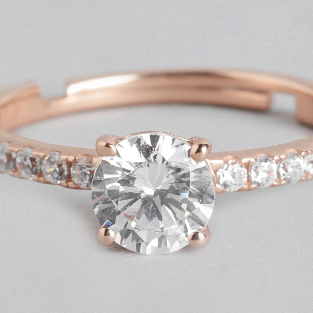 Radiant Rose-gold Gleam 925 Sterling Silver CZ Ring (Adjustable) - Image 7