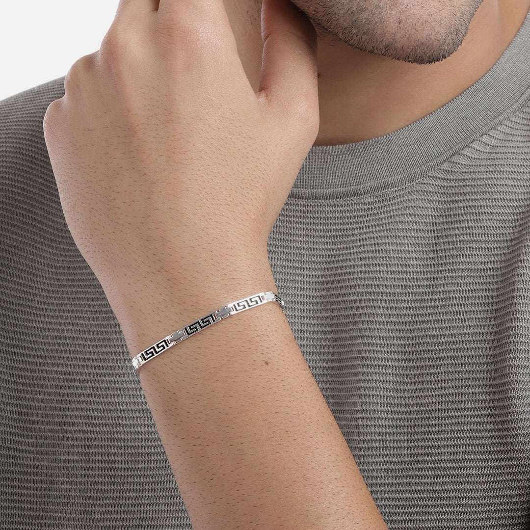 Radiant Shine 925 Sterling Silver Rhodium-Plated Bracelet For Men - Image 2