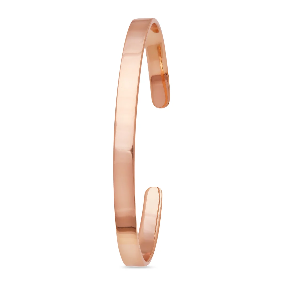 Radiant Simplicity 925 Sterling Silver Rose Gold-Plated Plain Bangle Bracelet - Image 3