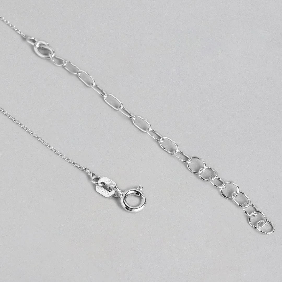 Radiant Sparks CZ Rhodium Plated 925 Sterling Silver Necklace with Chain - Image 6