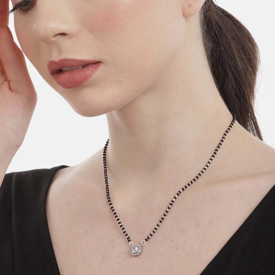 Radiant Union 925 Sterling Silver Rhodium-Plated Mangalsutra - Image 4