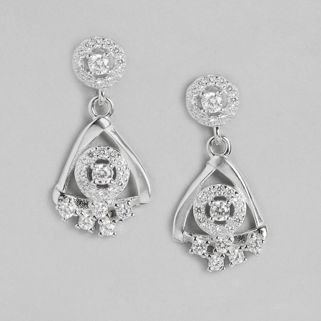 Radiant Zirconia Elegance Rhodium-Plated 925 Sterling Silver Earrings - Image 4
