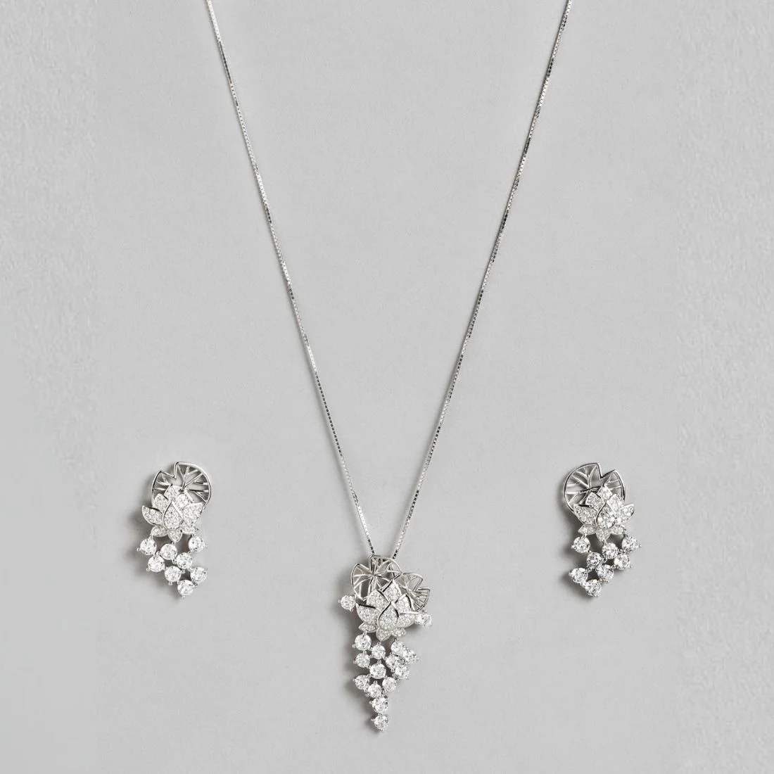 Radiant Zirconia Elegance Rhodium-Plated 925 Sterling Silver Jewelry Set - Image 3