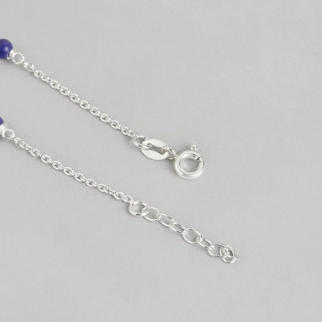 Rainbow Butterfly Rhodium Plated 925 Sterling Silver Anklet with Colorful Beads - Image 6