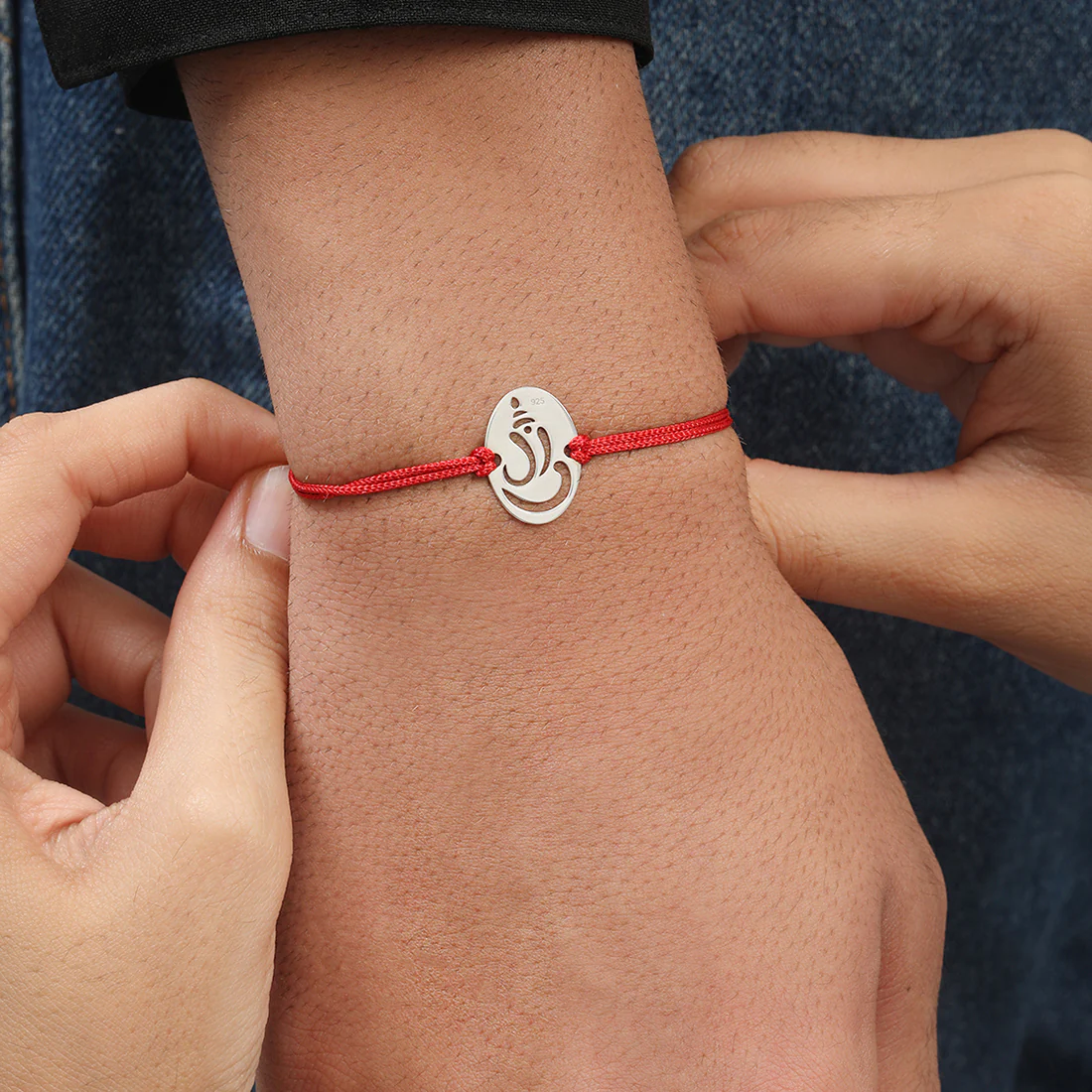 Rakhi Special 925 Sterling Silver Ganesha Rakhi - Image 2