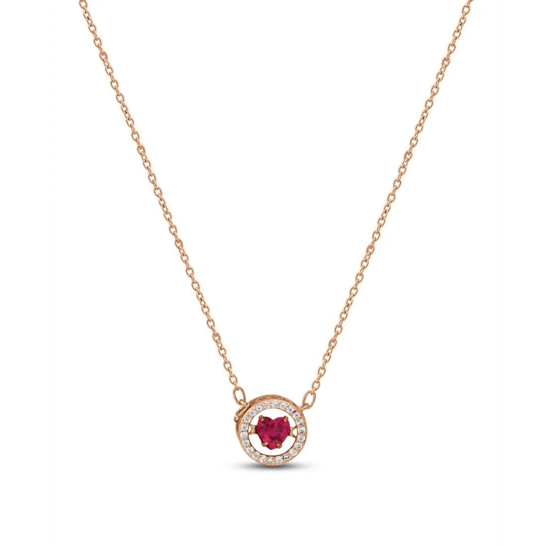 Red Heart Rose Gold Plated 925 Sterling Silver Necklace - Image 4