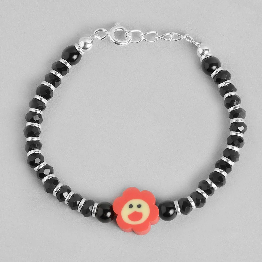 Red Smiley Floral 925 Sterling Silver Kids Bracelet (Age : 0-3 Years) - Image 2