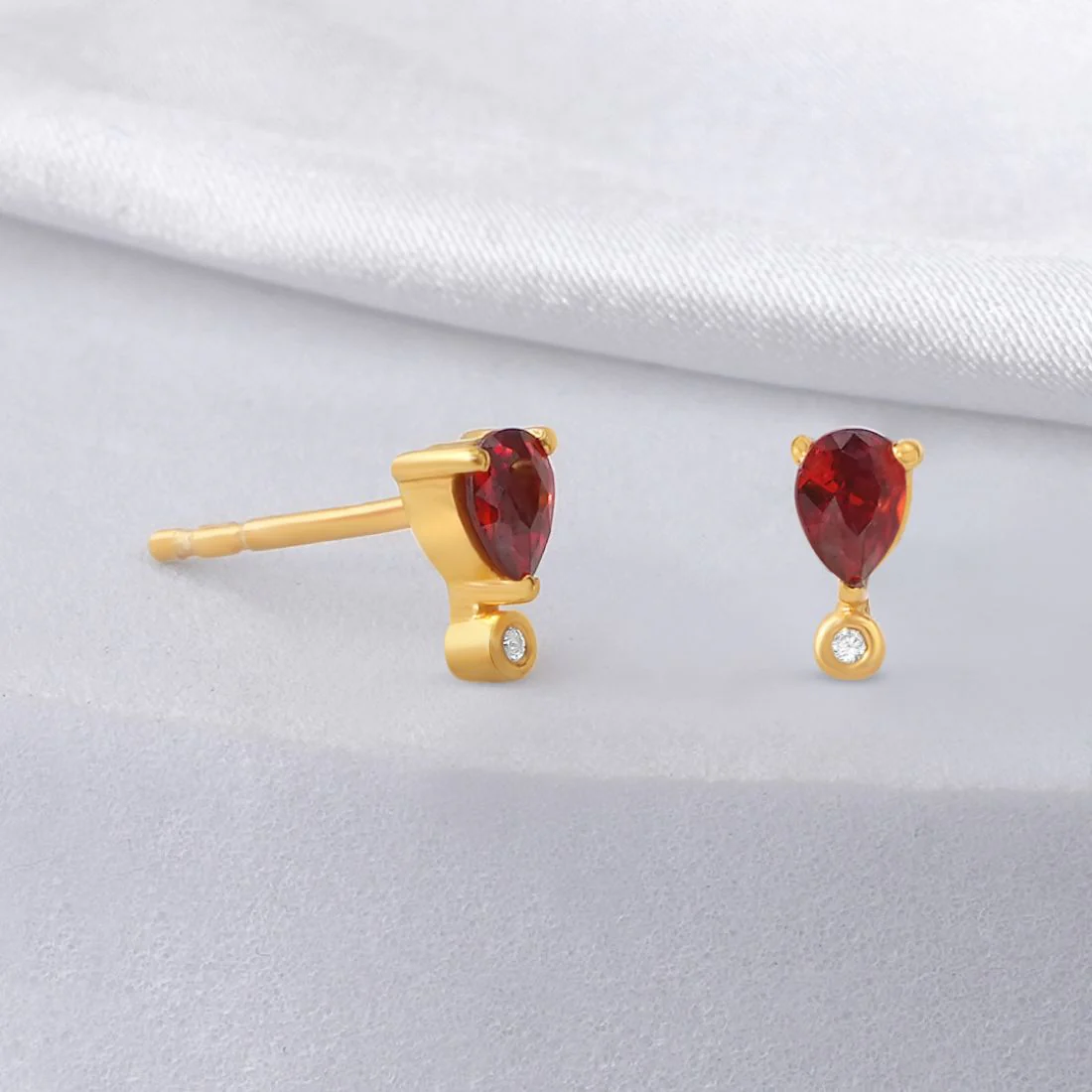 Red Teardrop Gold Plated 925 Sterling Silver Earrings - Image 4