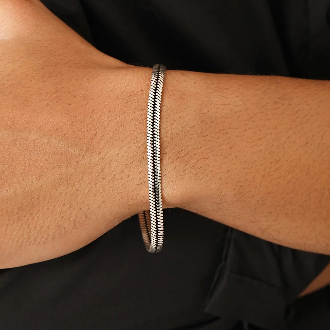 Refined Rhodium-Plated 925 Sterling Silver Men's Chain Bracelet (One Size)