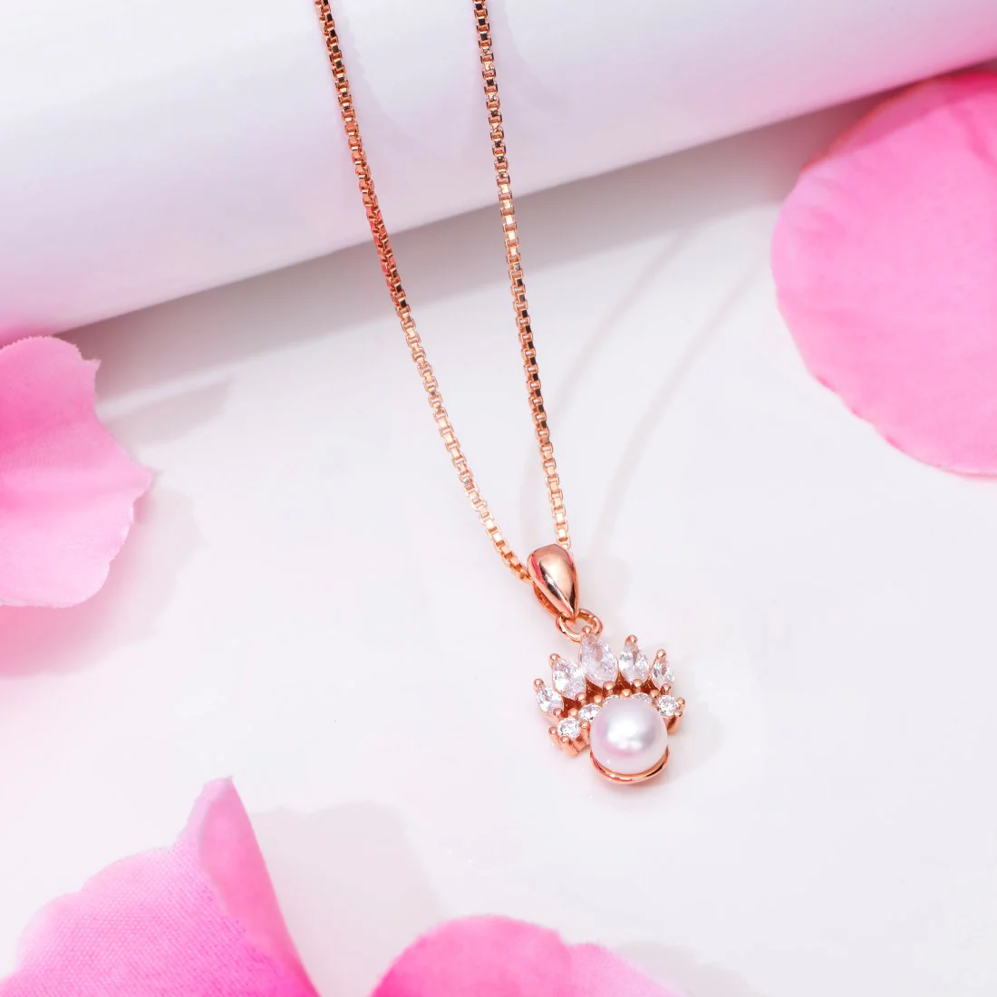 Regal Crown Jewel 925 Sterling Silver Rose Gold-Plated Pendant with Chain - Image 2