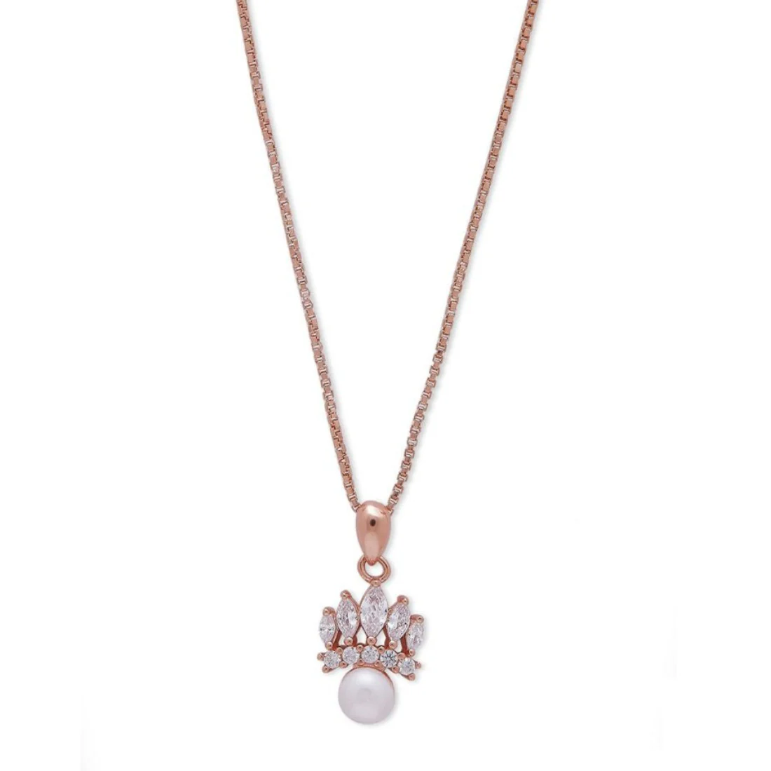 Regal Crown Jewel 925 Sterling Silver Rose Gold-Plated Pendant with Chain - Image 4