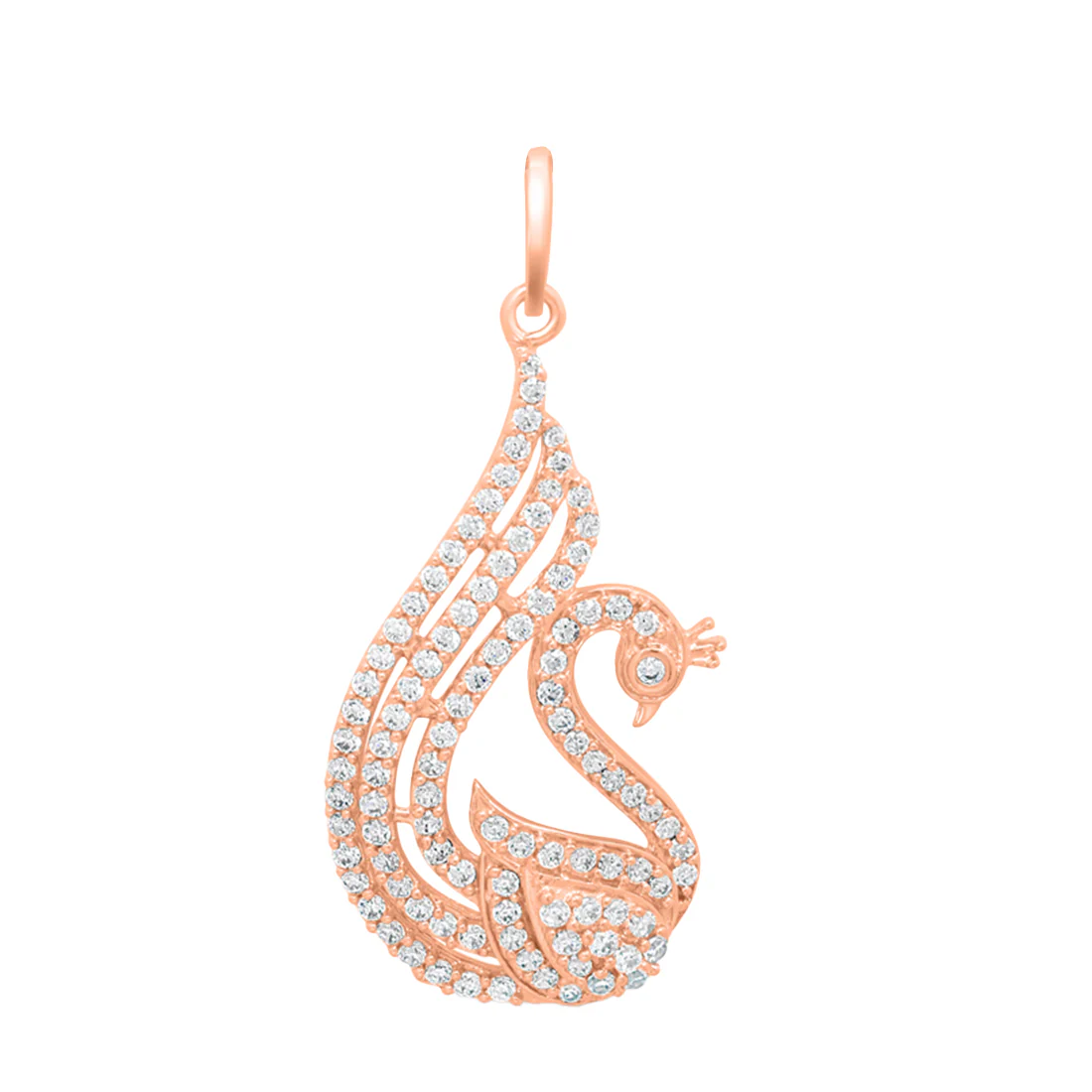 Regal Rose Gold-Plated 925 Sterling Silver Swan Pendant with Cubic Zirconia - Image 4