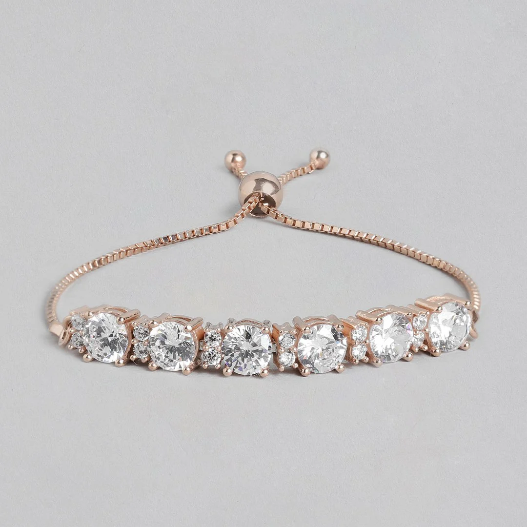 Regal Rosette 925 Sterling Silver Rose Gold Plated Bracelet - Image 3