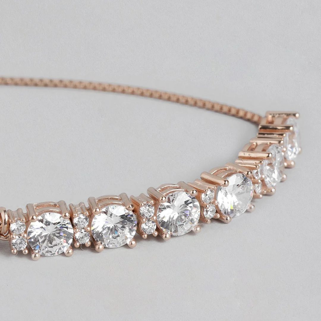 Regal Rosette 925 Sterling Silver Rose Gold Plated Bracelet - Image 5