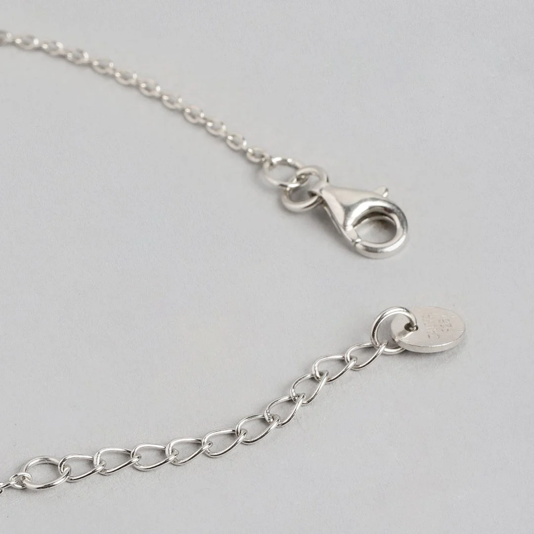 Rhodium Enchanted CZ Eye 925 Sterling Silver Chain Bracelet - Image 6