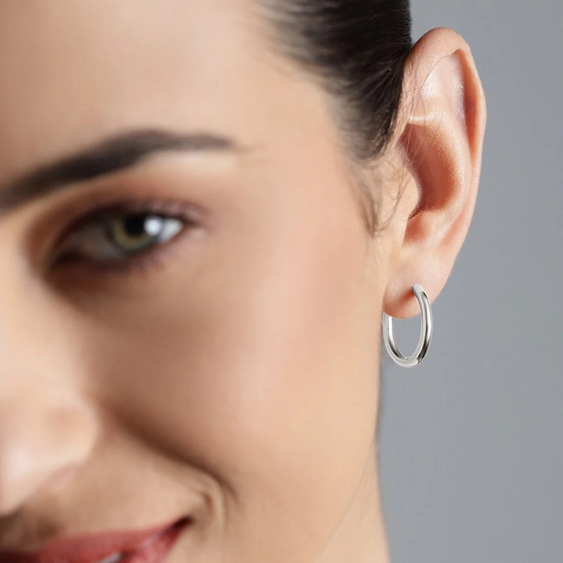 Rhodium Plated 925 Sterling Silver Hoops - Image 2