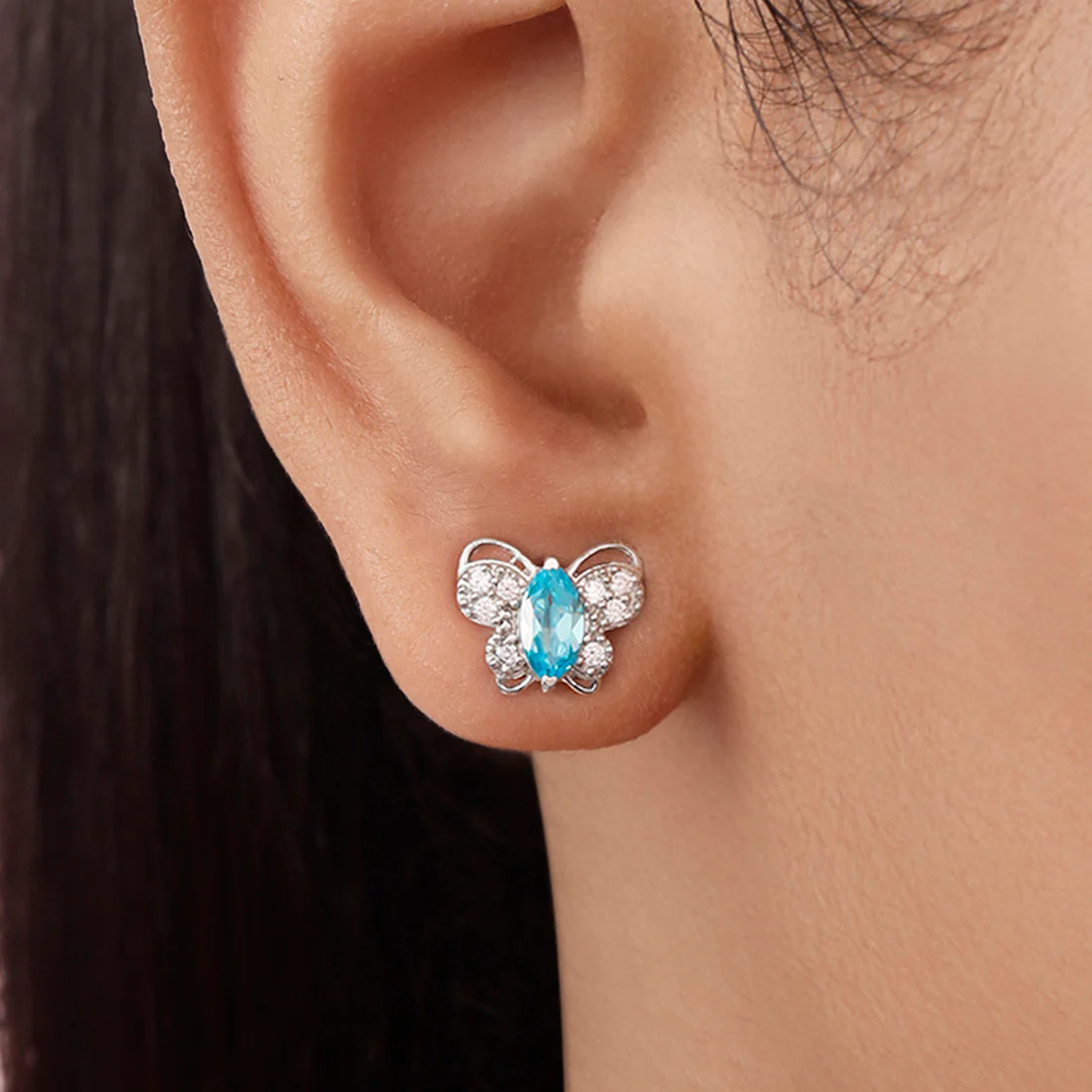 Rhodium Plated 925 Sterling Silver Stud Earrings - Image 2
