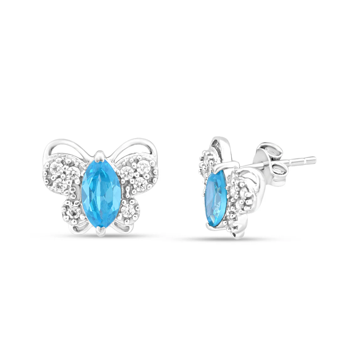 Rhodium Plated 925 Sterling Silver Stud Earrings - Image 4