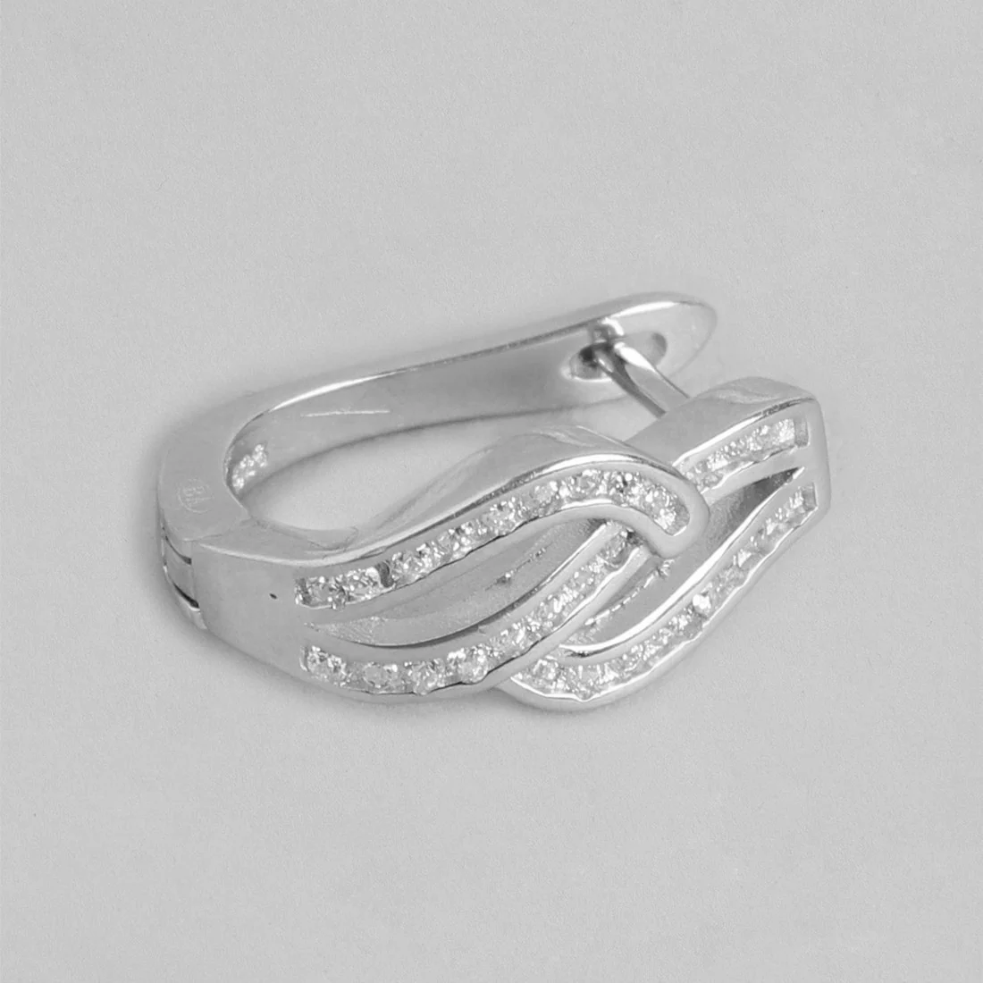 Rhodium Plated Contemporary CZ 925 Silver Earring - Image 6