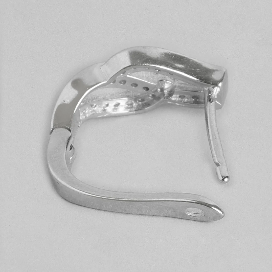 Rhodium Plated Contemporary CZ 925 Silver Earring - Image 7