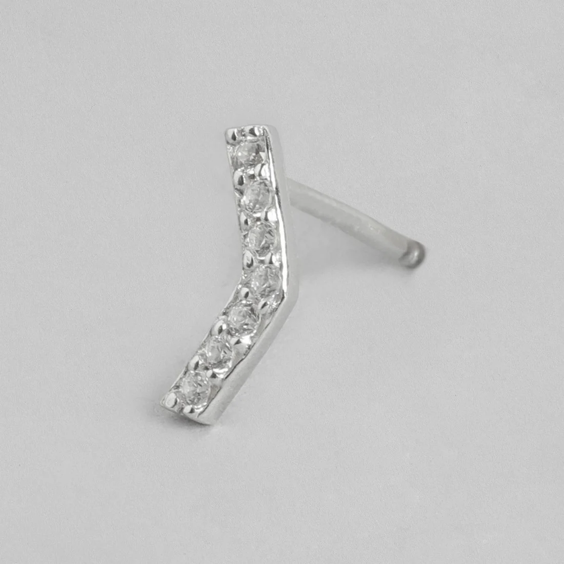 CZ Studded Minimal Rhodium Plated 925 Sterling Silver Studs - Image 4