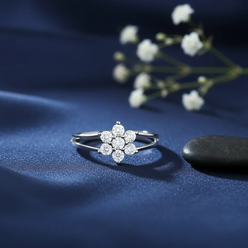 Flower of Fortune Rhodium Plated Ring (Adjustable) - Image 7