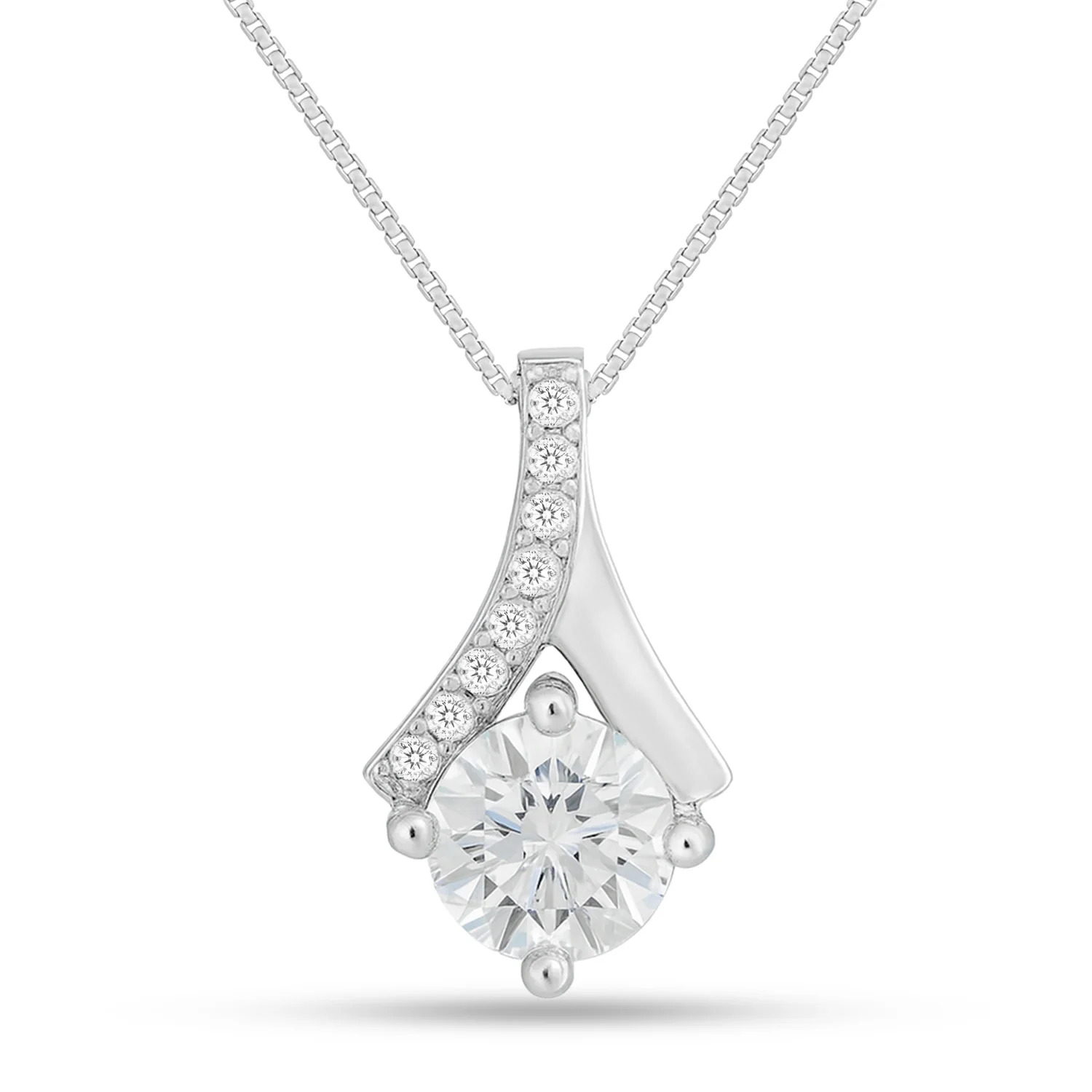 Her Defining Spark Solitaire
Rhodium Plated Necklace - Image 4