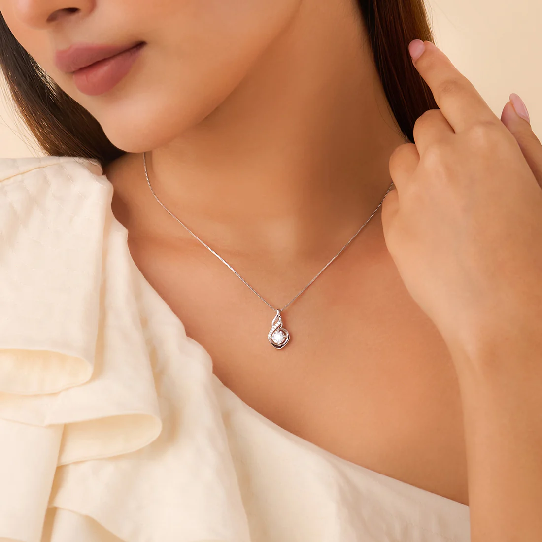 Brilliance in Balance Rhodium Plated Necklace - Image 3
