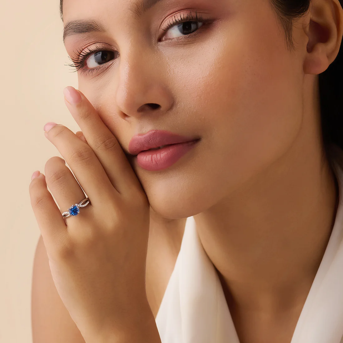 Ocean’s Forever Solitaire Rhodium Plated Ring (Adjustable) - Image 3