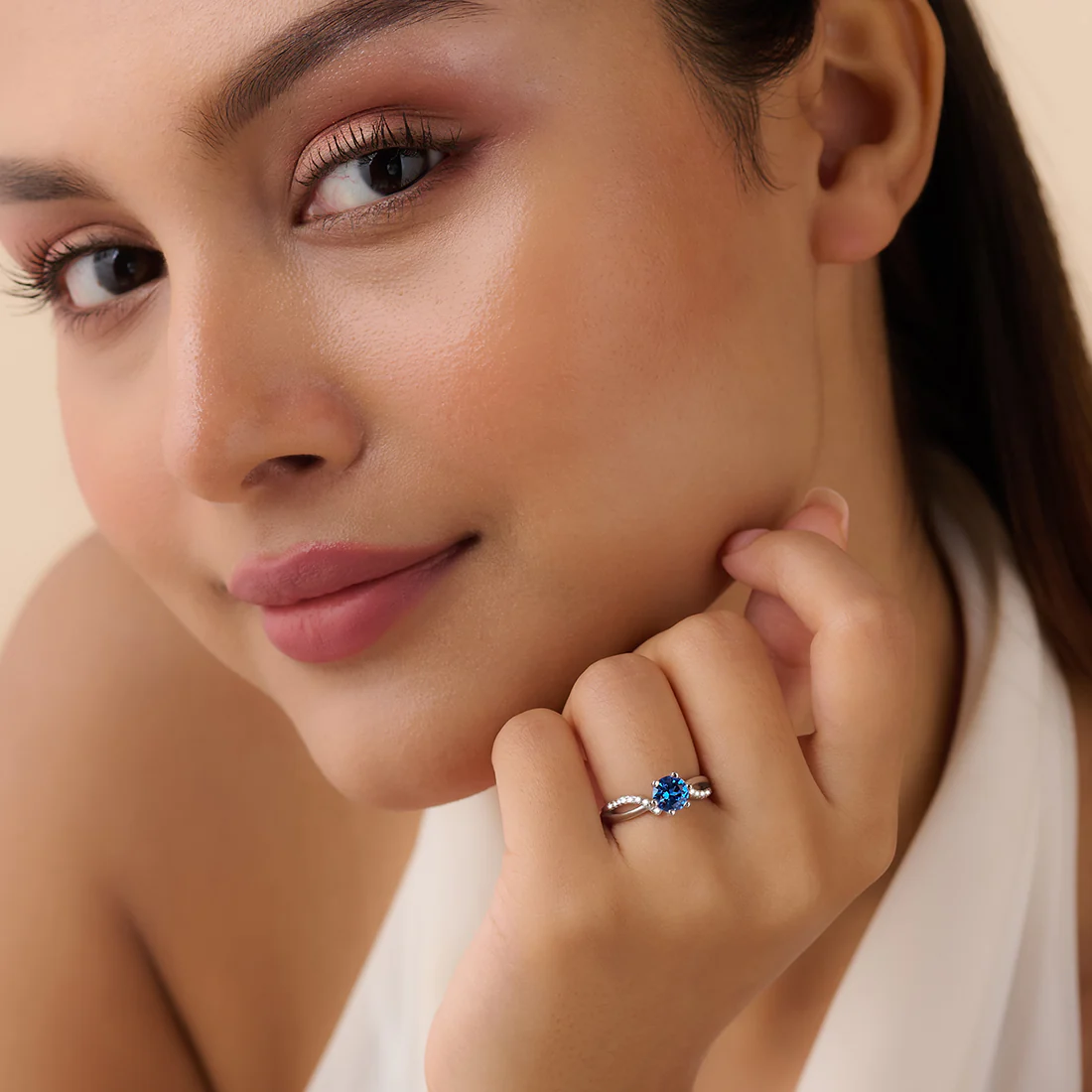 Ocean’s Forever Solitaire Rhodium Plated Ring (Adjustable) - Image 4