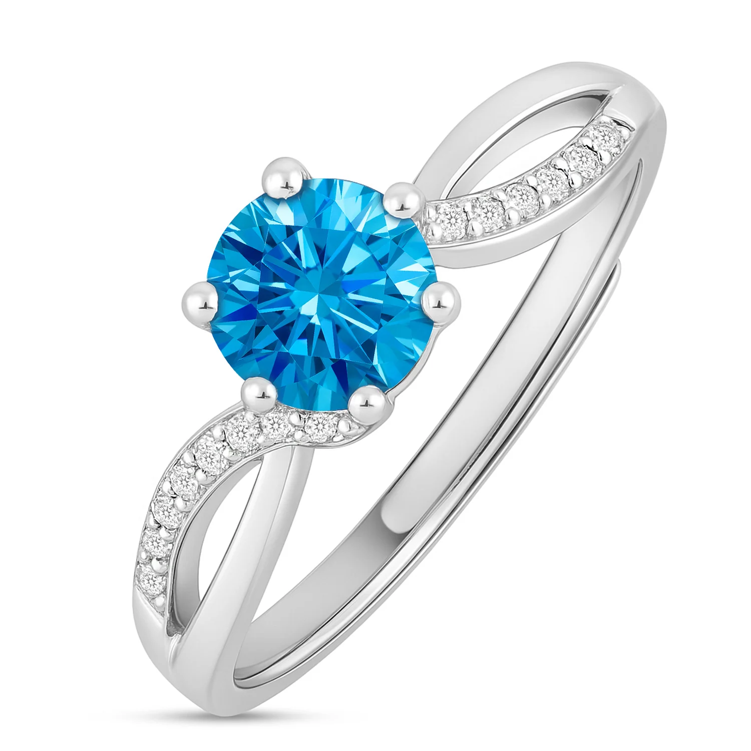 Ocean’s Forever Solitaire Rhodium Plated Ring (Adjustable) - Image 6