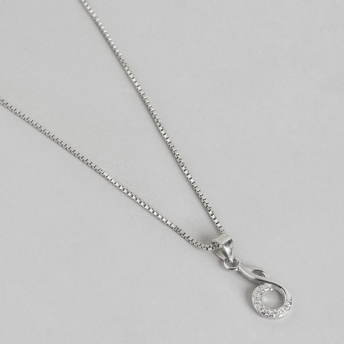 Rhythmic Radiance CZ Rhodium-Plated 925 Sterling Silver CZ Pendant with Chain - Image 3