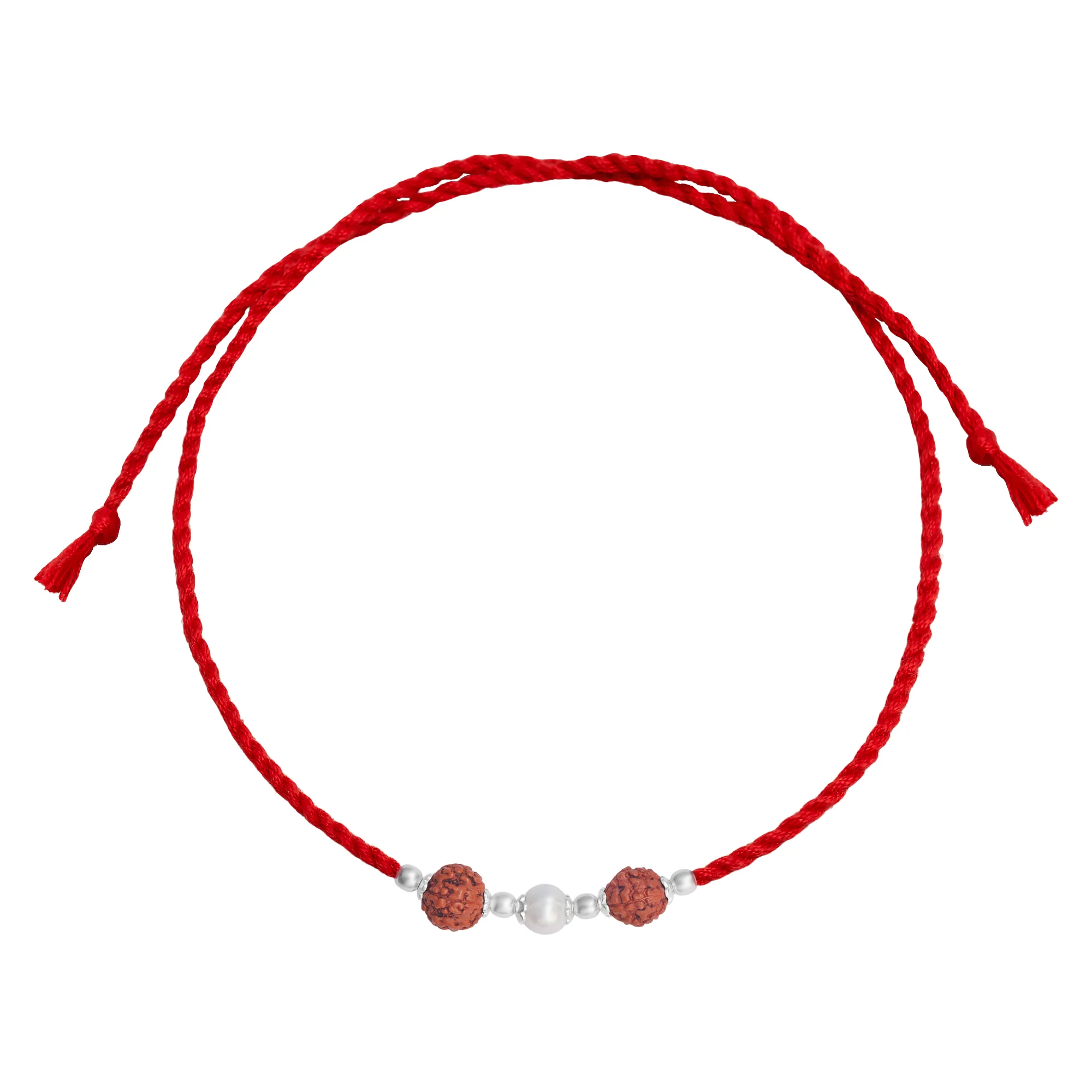 Sacred Rudraksh Pearl Rhodium-Plated Sterling Silver Thread Rakhi For Him - Image 4