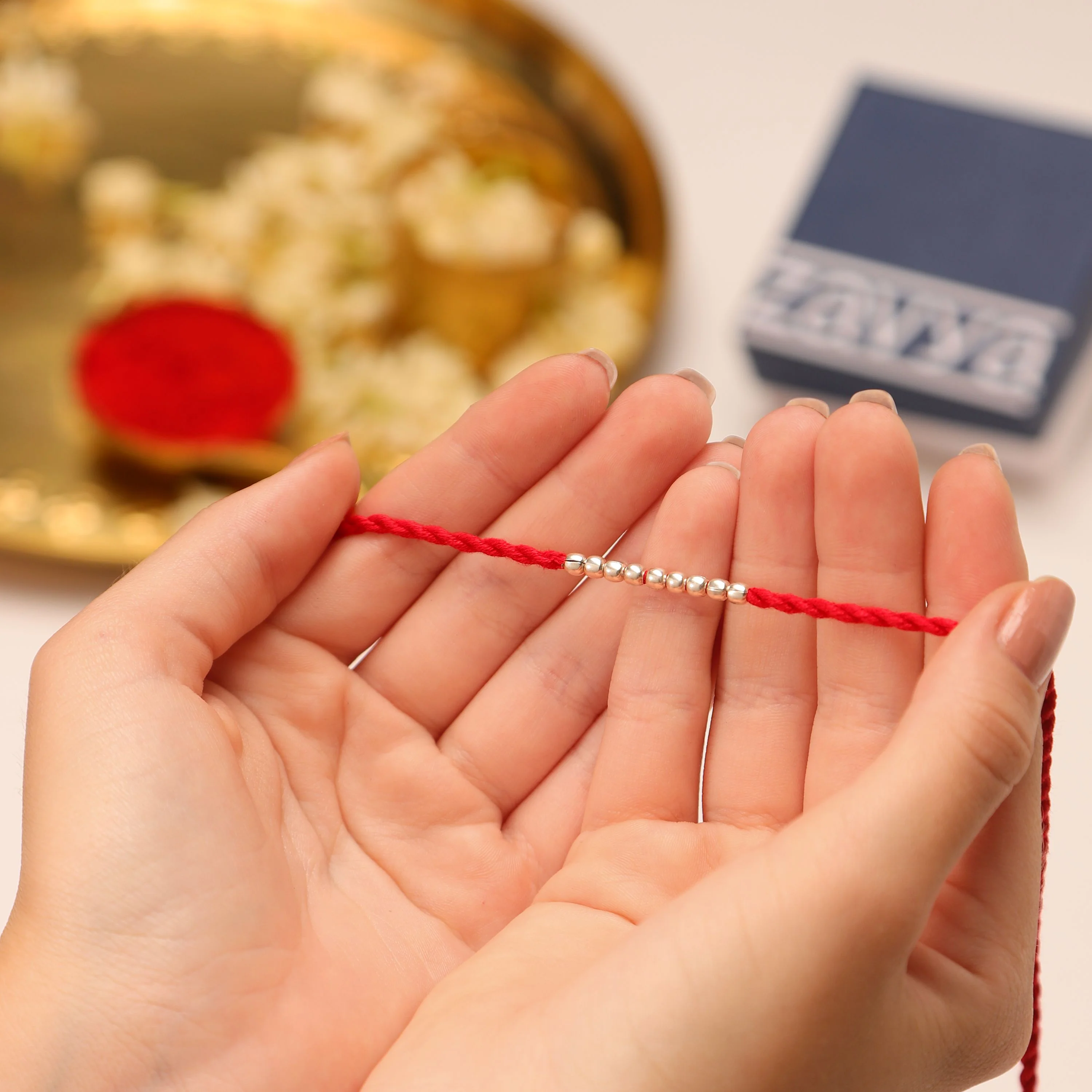 Timeless & Bead Rhodium-Plated 925 Silver Bhai-Bhabhi Rakhi Combo - Image 2
