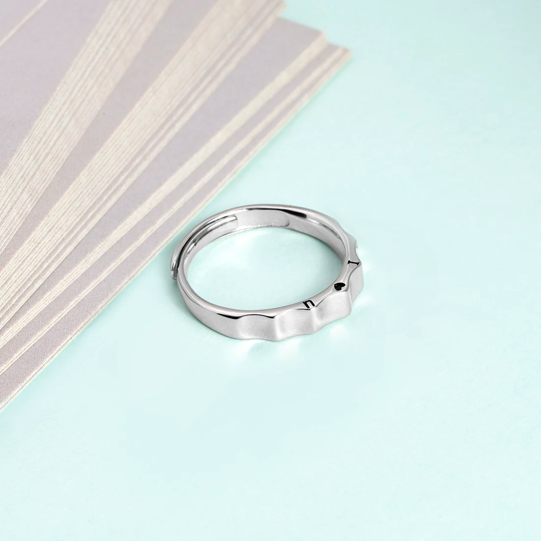 Elegant Band Rhodium Plated 925 Sterling Silver Women Ring (Adjustable)