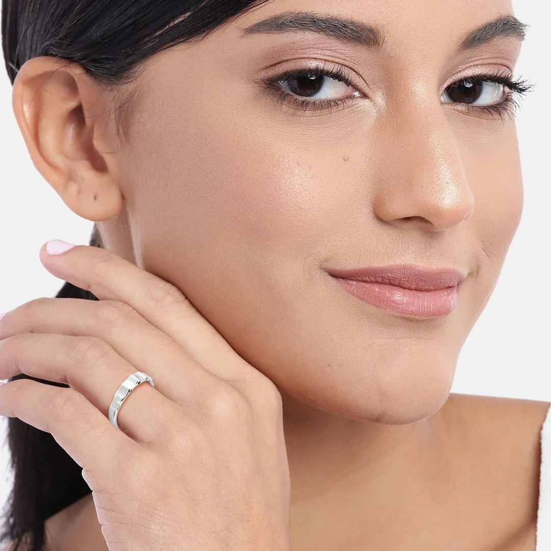 Elegant Band Rhodium Plated 925 Sterling Silver Women Ring (Adjustable) - Image 2