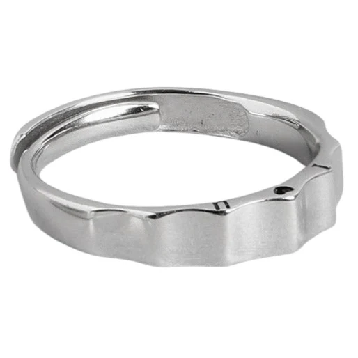 Minimalistic Rhodium Plated 925 Sterling Silver Ring For Him (Adjustable) - Image 3